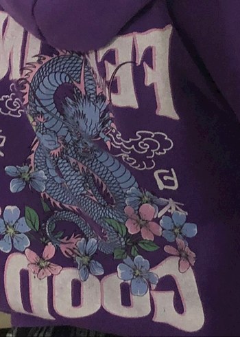 Mor Baskılı Kadın Sweatshirt - Görsel 2