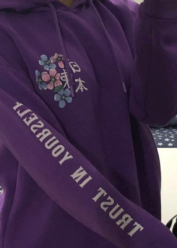 Mor Baskılı Kadın Sweatshirt - Görsel 3