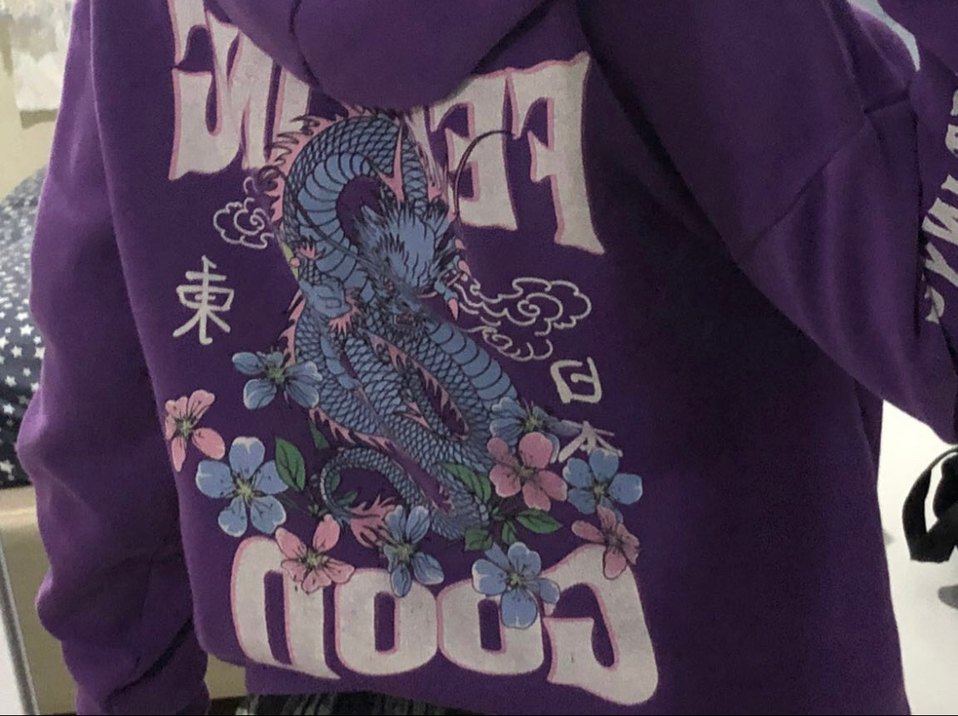 Mor Baskılı Kadın Sweatshirt - Görsel 2