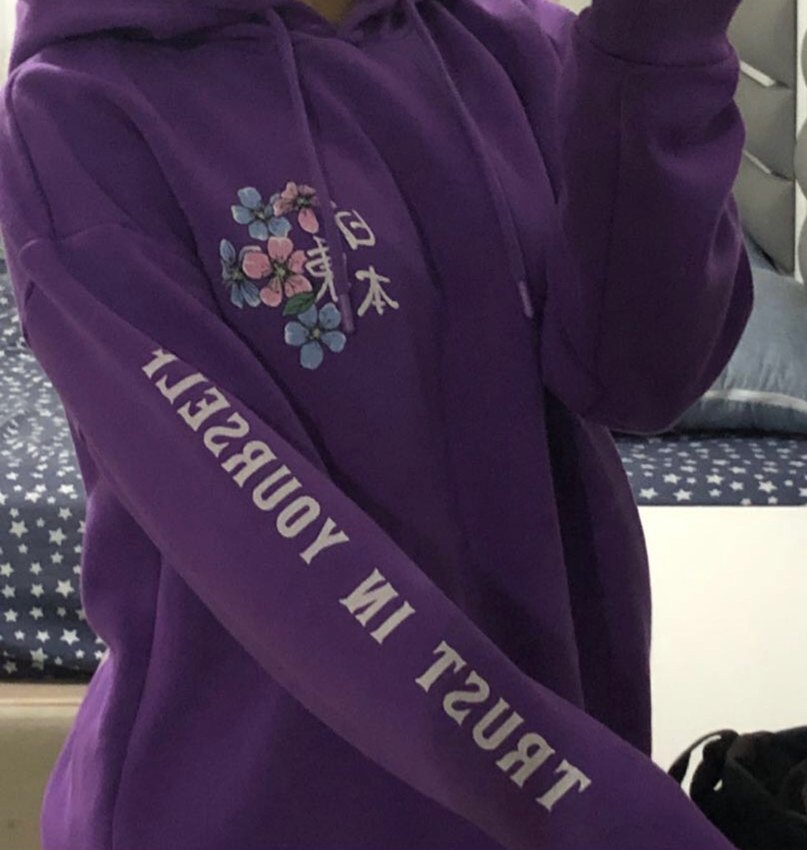 Mor Baskılı Kadın Sweatshirt - Görsel 3