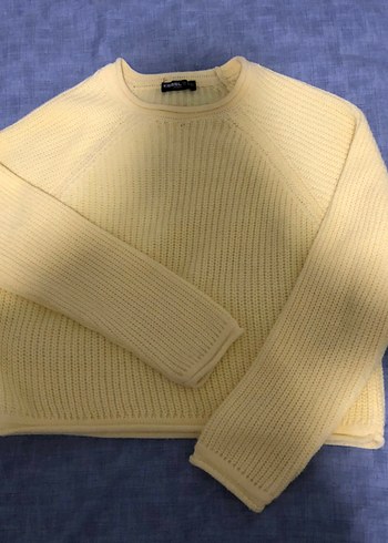 Sarı Örgü Kadın Triko Kazak - Görsel 2