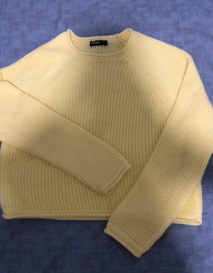 Sarı Örgü Kadın Triko Kazak - Görsel 2