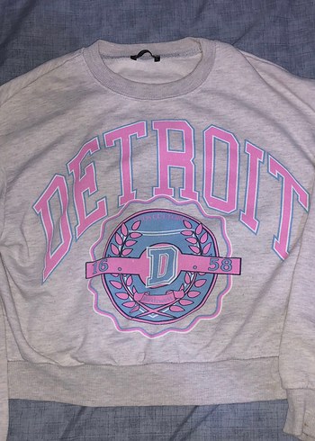 Gri Baskılı Kadın Sweatshirt - Görsel 2