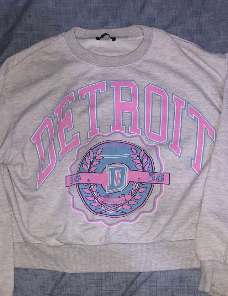 Gri Baskılı Kadın Sweatshirt - Görsel 2