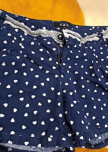 Dantel Detaylı Kadın Mavi mini şort - Görsel 2