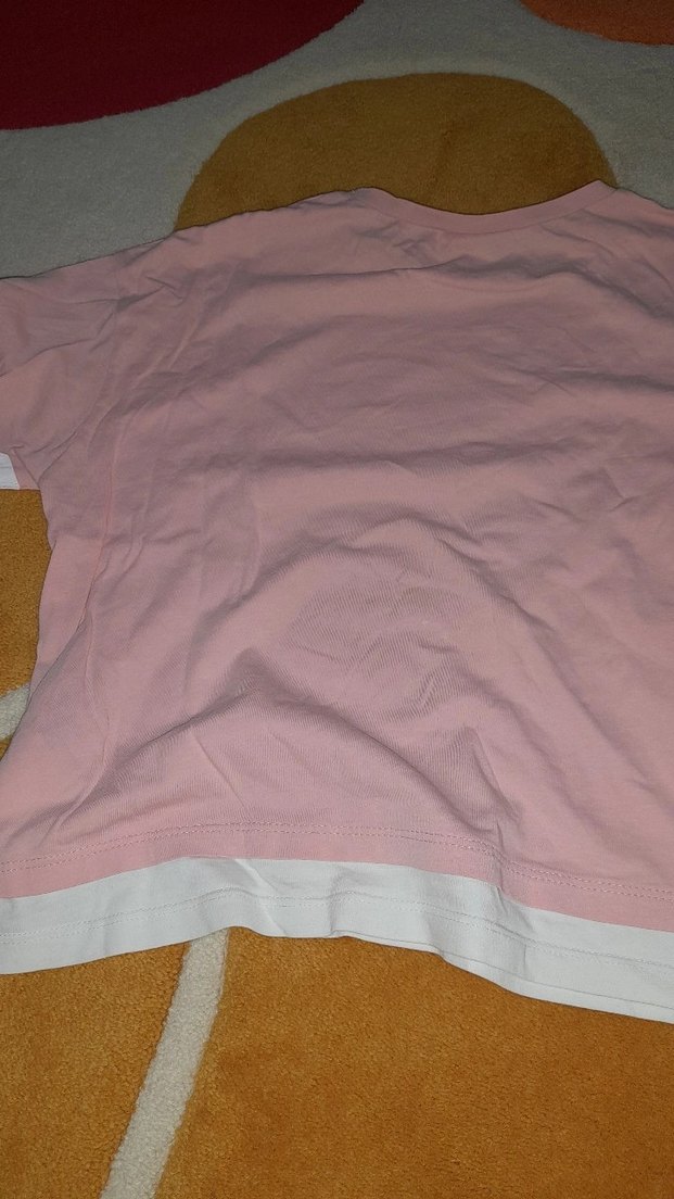 Pembe Baskılı Kız Tişörtü, Kısa Kollu, Rahat Kesim - Görsel 4