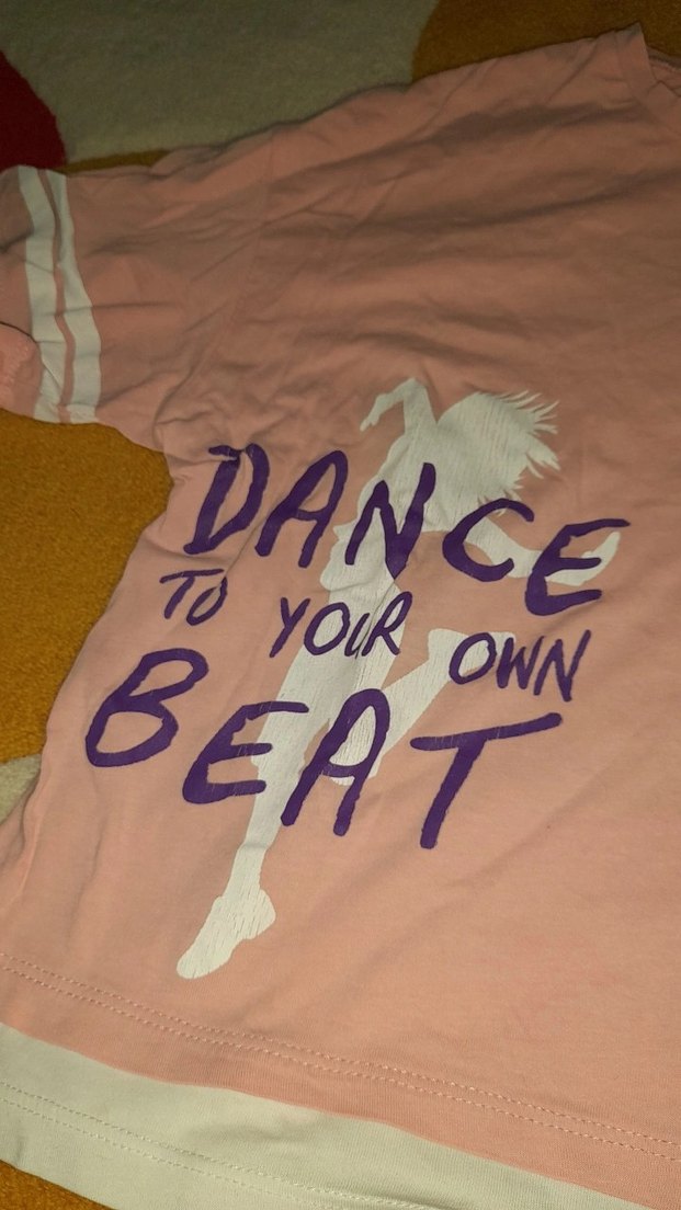 Pembe Baskılı Kız Tişörtü, Kısa Kollu, Rahat Kesim - Görsel 2