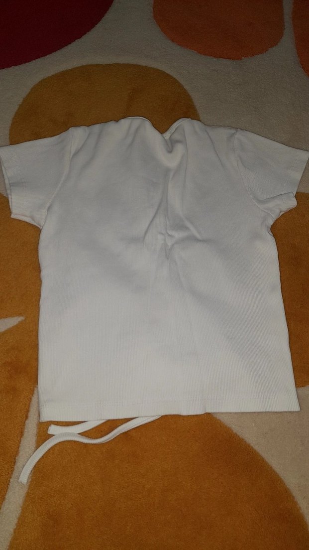 Beyaz Crop önü büzgülü - Görsel 4