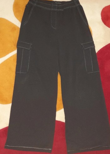 Siyah kadın eşofman kumaş pantolon - Görsel 2