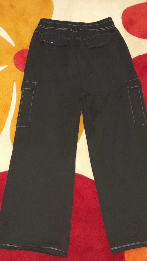 Siyah kadın eşofman kumaş pantolon - Görsel 3