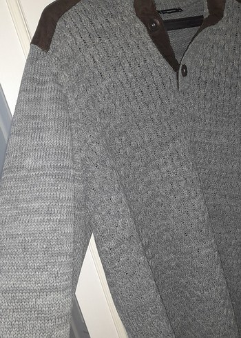 Gri Örgü Erkek Yün Kazak - Görsel 3