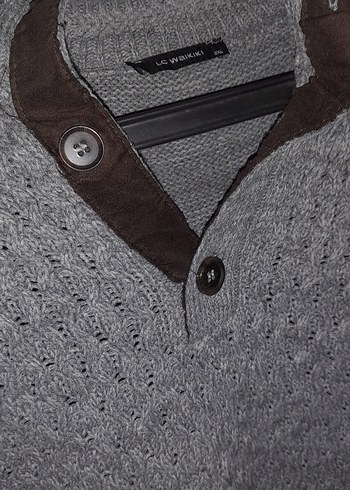 Gri Örgü Erkek Yün Kazak - Görsel 2