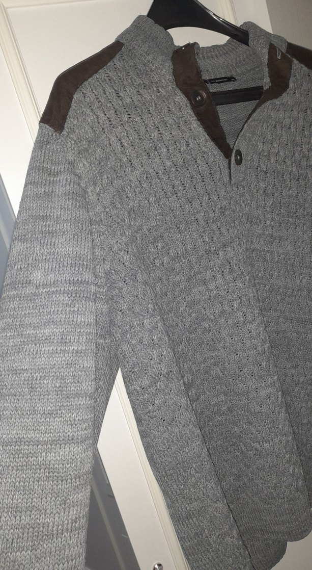 Gri Örgü Erkek Yün Kazak - Görsel 3