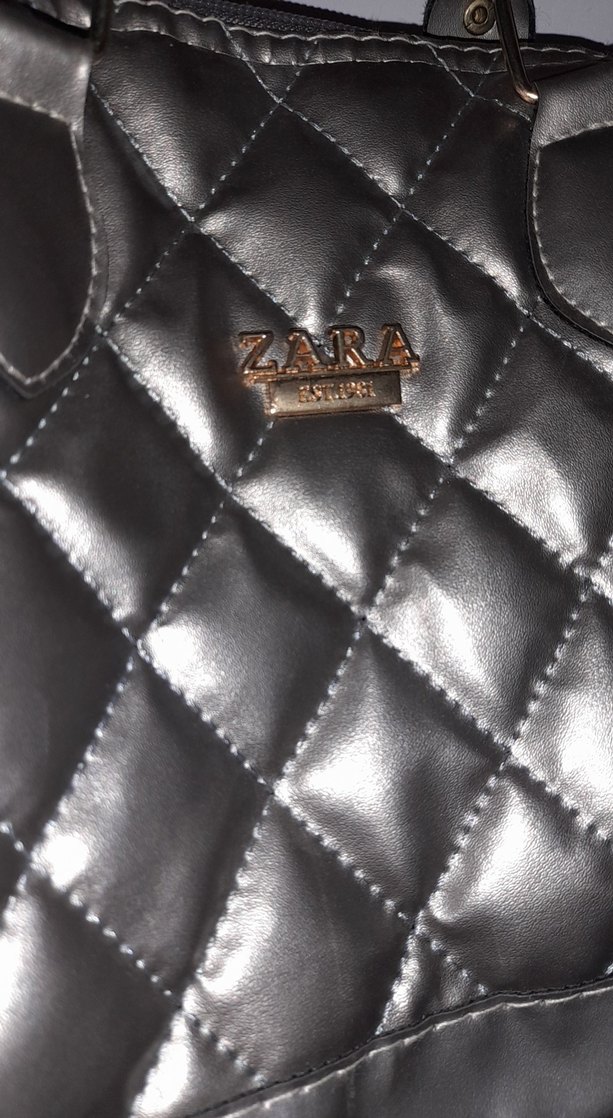 Parlak Gri Deri ZARA Kadın Çanta - Görsel 2