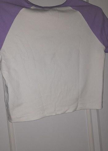 Kadın Mor Kollu Baskılı crop - Görsel 5