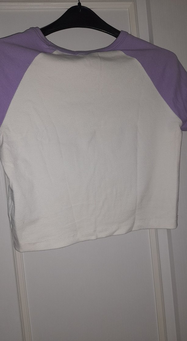 Kadın Mor Kollu Baskılı crop - Görsel 5