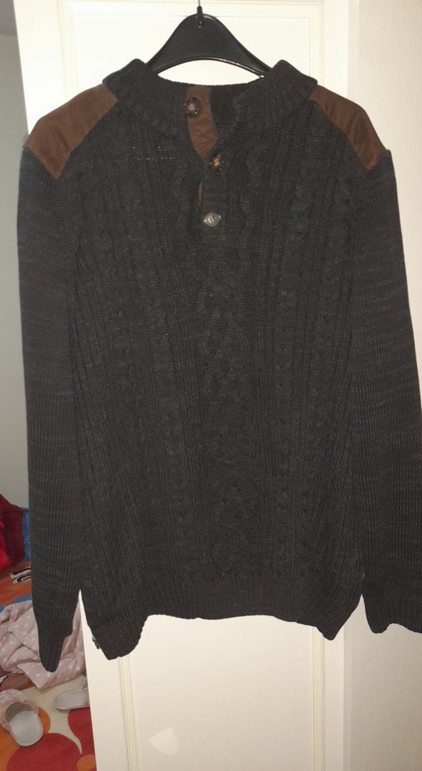 Siyah Yün Örgü Erkek Kazak - Görsel 2