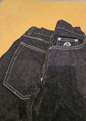 Bershka Siyah Fermuarlı Bol Kesim Unisex Jean - Görsel 2