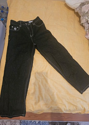 Bershka Siyah Fermuarlı Bol Kesim Unisex Jean - Görsel 3