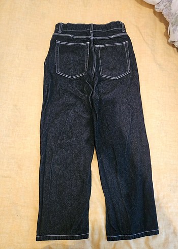 Bershka Siyah Fermuarlı Bol Kesim Unisex Jean - Görsel 4