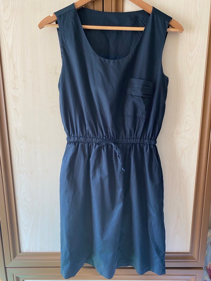 Siyah  Kolsuz Midi Elbise - Görsel 5