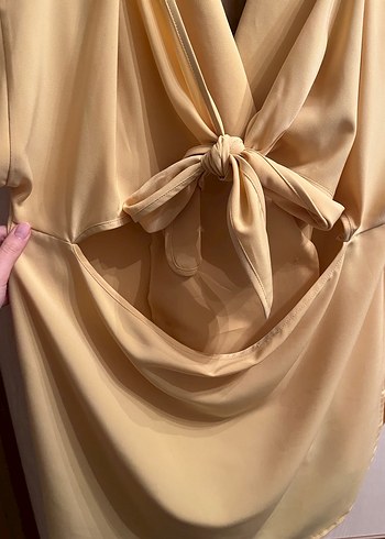 Sarı V Yakalı Kadın Bluz - Görsel 4