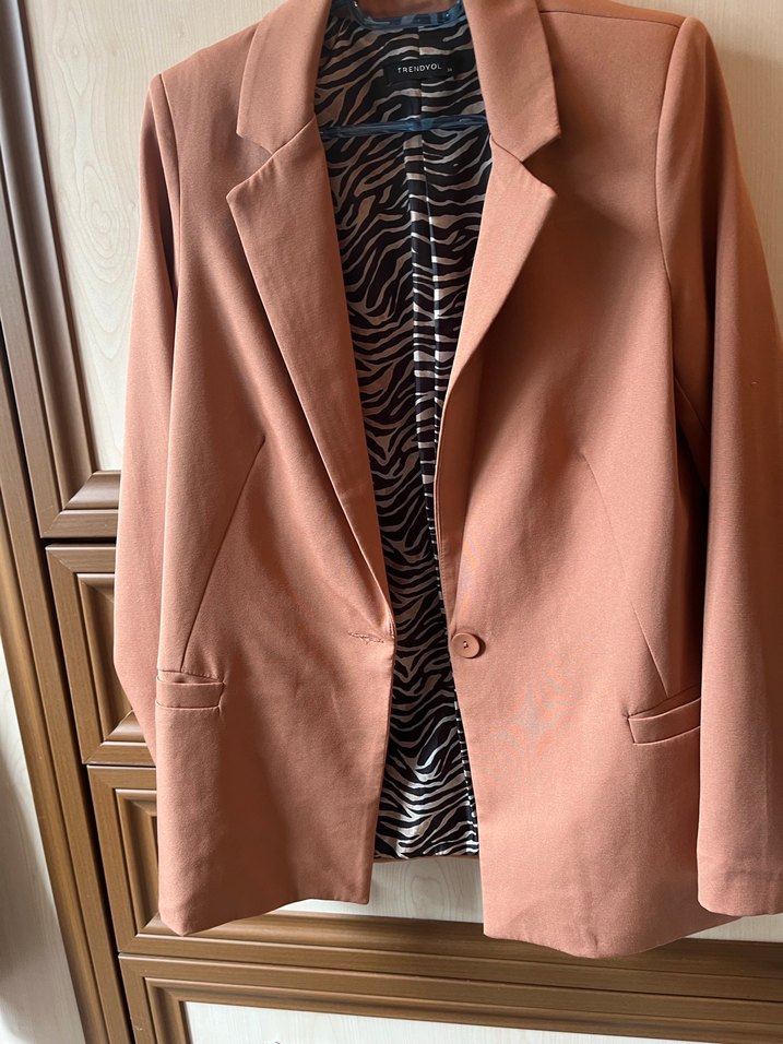 Tarçın Düğmeli Kadın Blazer Ceket - Görsel 3