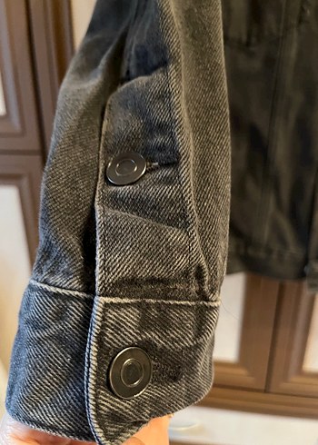 Gri Düğmeli Kadın Denim Ceket - Görsel 2