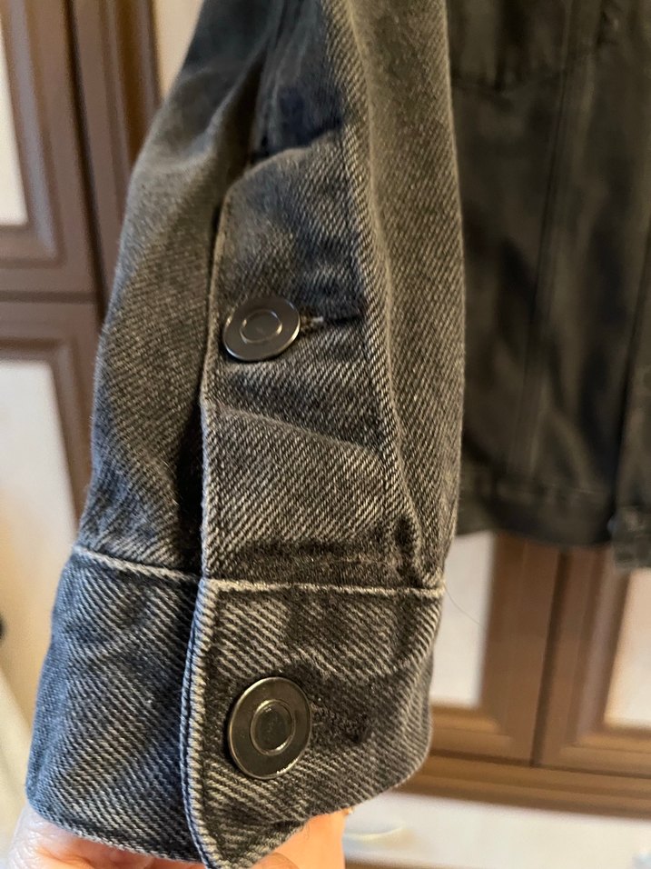 Gri Düğmeli Kadın Denim Ceket - Görsel 2