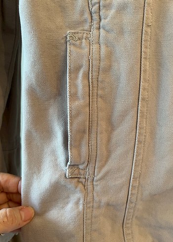 Düğmeli Bej Keten Kadın Ceket - Görsel 3