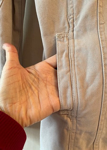 Düğmeli Bej Keten Kadın Ceket - Görsel 4