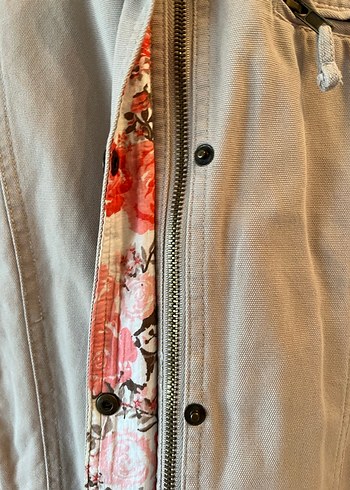 Düğmeli Bej Keten Kadın Ceket - Görsel 2