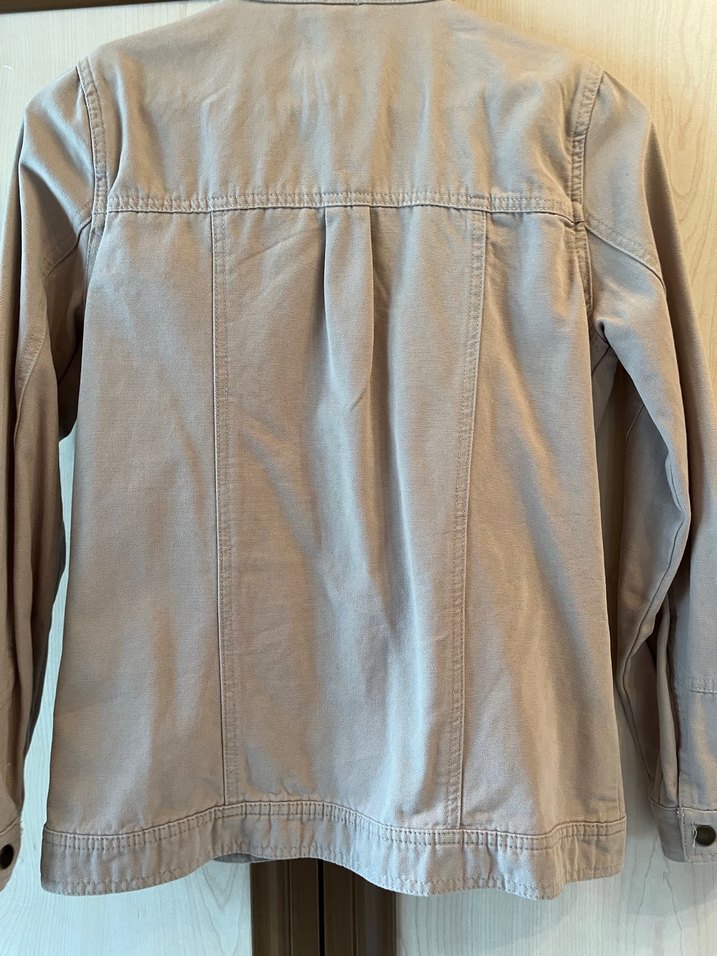 Düğmeli Bej Keten Kadın Ceket - Görsel 5