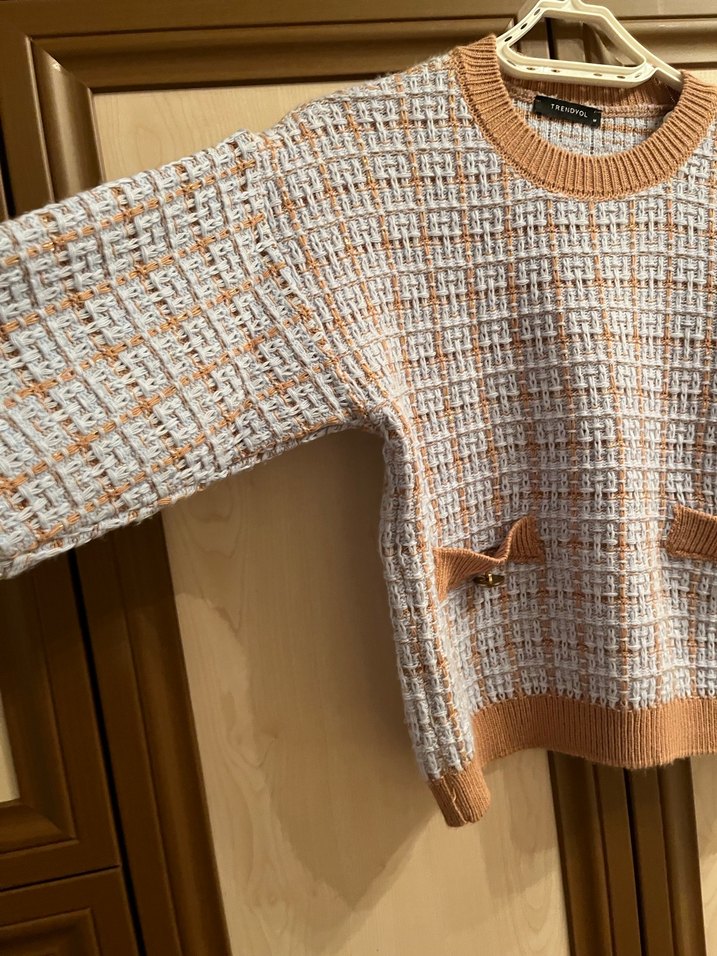 Kadın Kahverengi Triko Uzun Kollu Kazak - Görsel 3