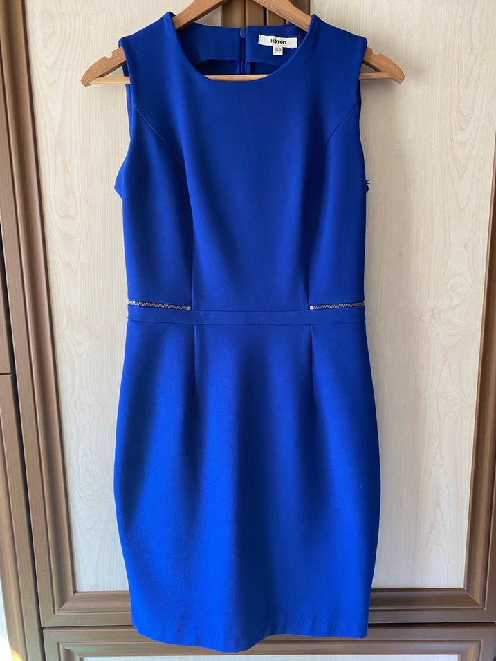 Saks Mavisi Kolsuz Elbise - Görsel 2