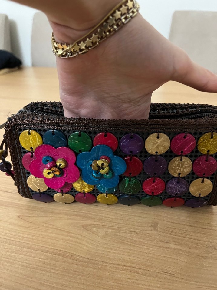 Boncuk Detaylı Çok Renkli Örgü Kadın Çantası - Görsel 2