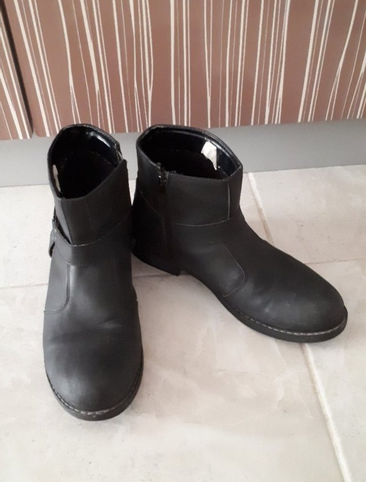 Siyah Deri Tokalı Biker Erkek Bot - Görsel 3