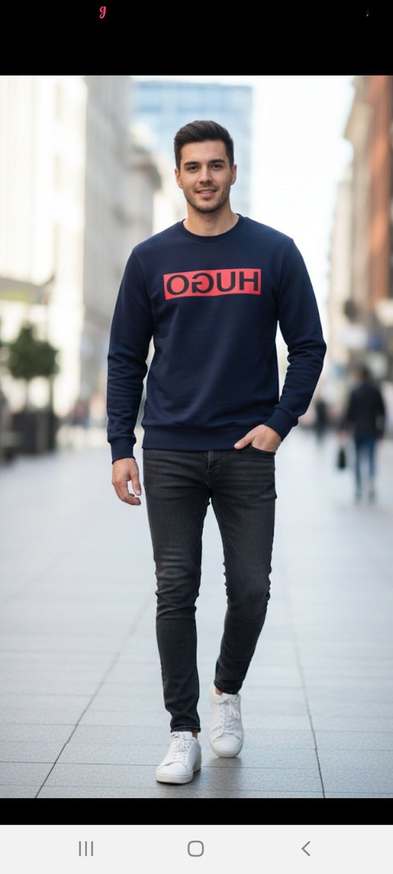 Kırmızı Baskılı HUGO Sweatshirt - Görsel 4