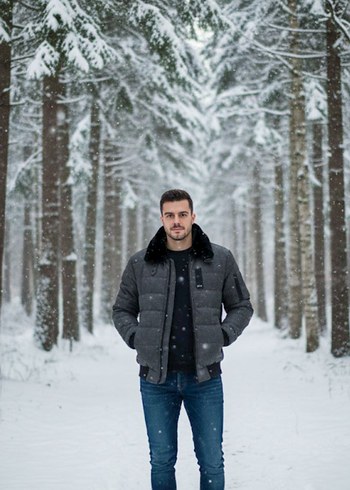 ZUMO Erkek Mont / Koyu Gri Kapitone Cek - Görsel 8