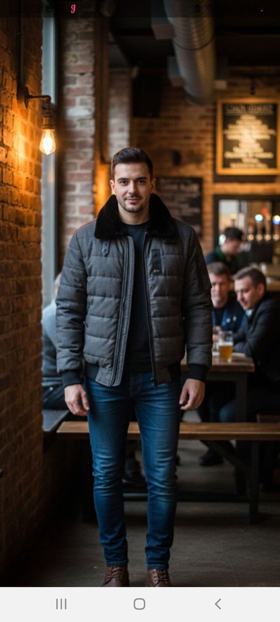 ZUMO Erkek Mont / Koyu Gri Kapitone Cek - Görsel 5