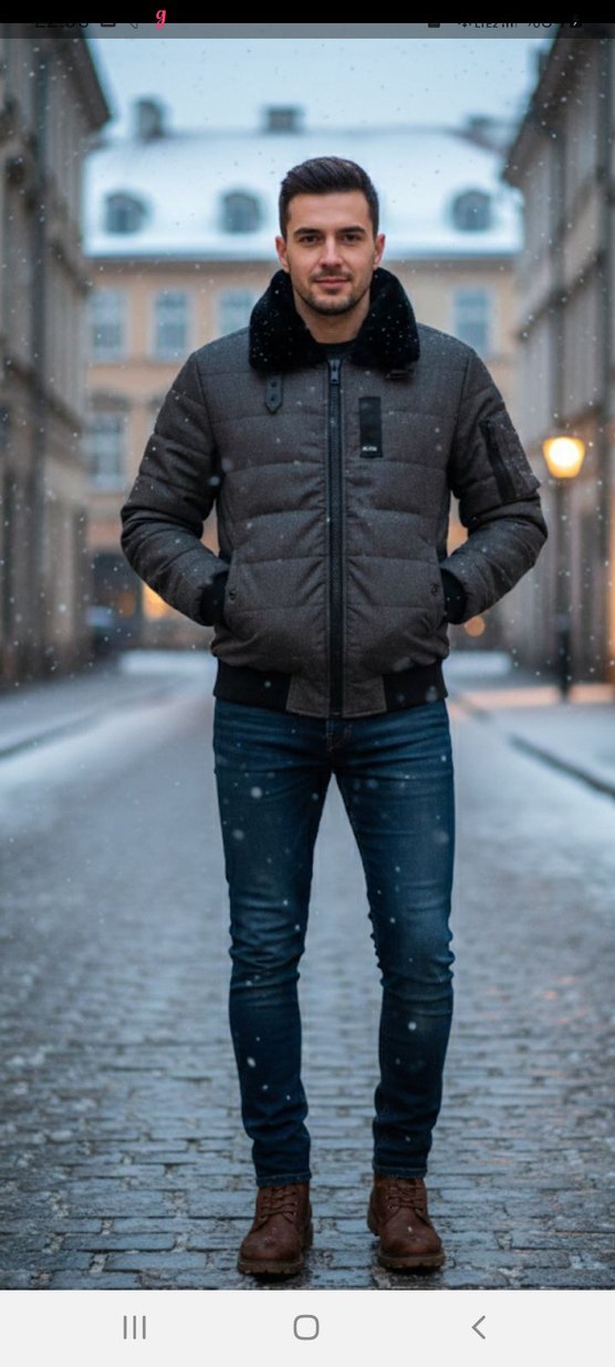 ZUMO Erkek Mont / Koyu Gri Kapitone Cek - Görsel 4