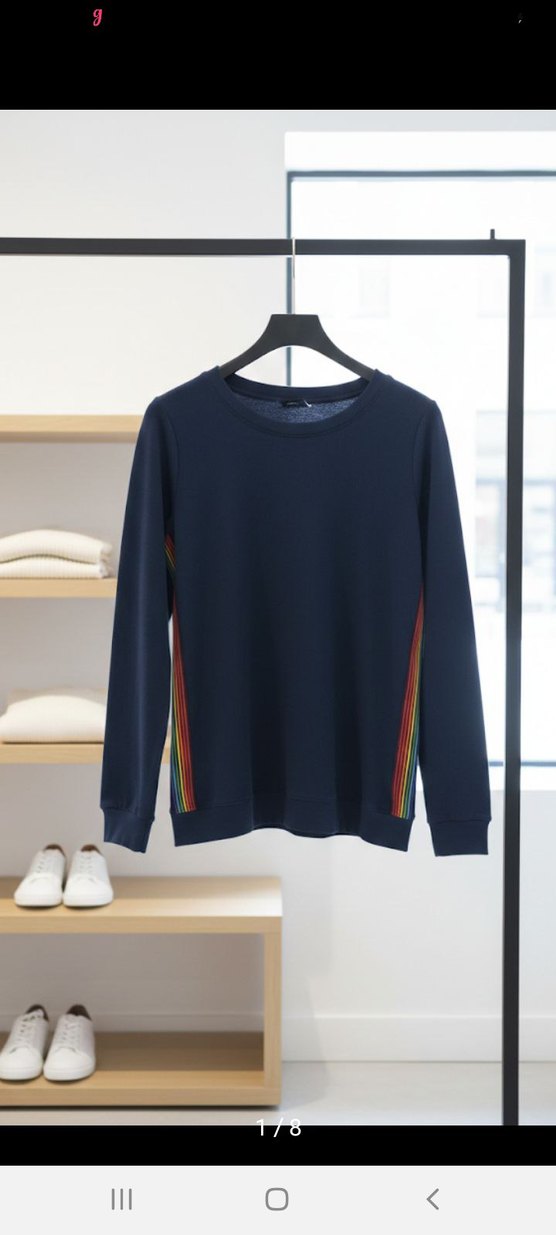 Denim & Co Lacivert Gökkuşağı Şeritli - Görsel 4