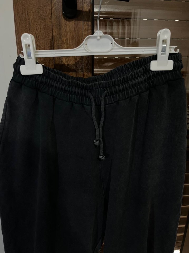 Koyu gri Rahat Kesim Kadın Eşofman Altı - Görsel 4