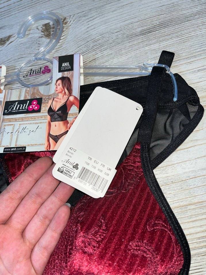 Bordo kadife bralet takım - Görsel 4