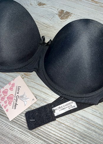 Siyah Mini yarım dolgulu straplez sütyen - Görsel 2