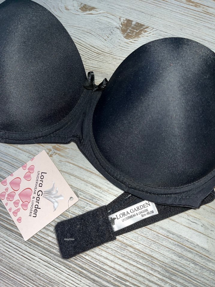 Siyah Mini yarım dolgulu straplez sütyen - Görsel 2