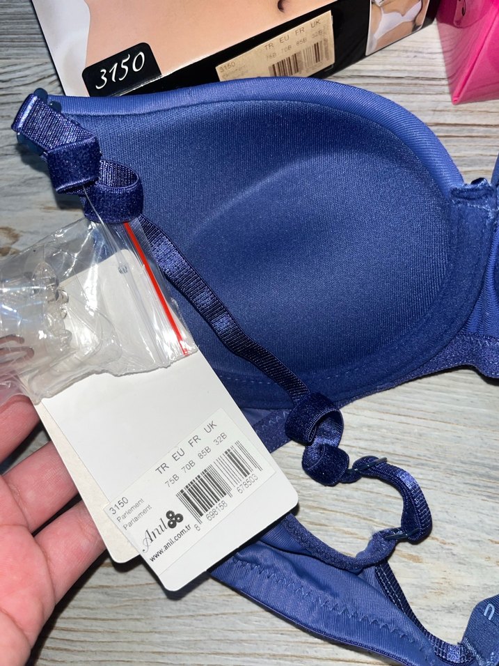 Lacivert dolgulu sütyen - Görsel 5