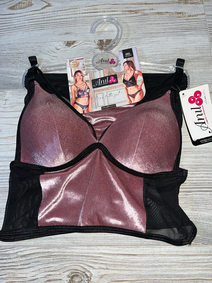 Toz pembe kadife bralet takımı - Görsel 2