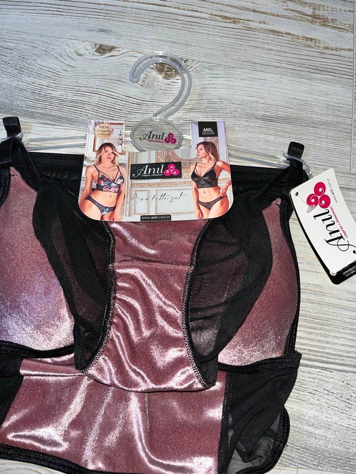 Toz pembe kadife bralet takımı - Görsel 4