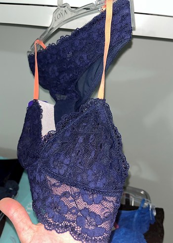 Lacivert Dantel Midi Sütyen Takımı - Görsel 5